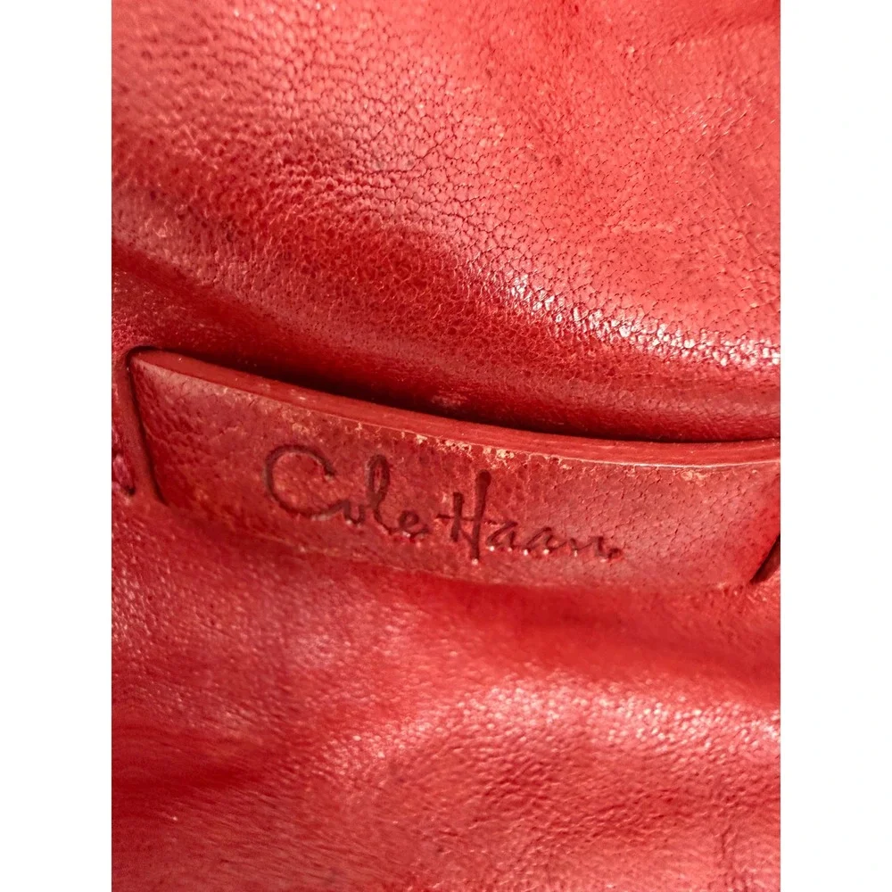 Y2K VTG Cole Haan 90s Rust Burnt Orange Leather Hobo Shoulder Bag Purse Tassles